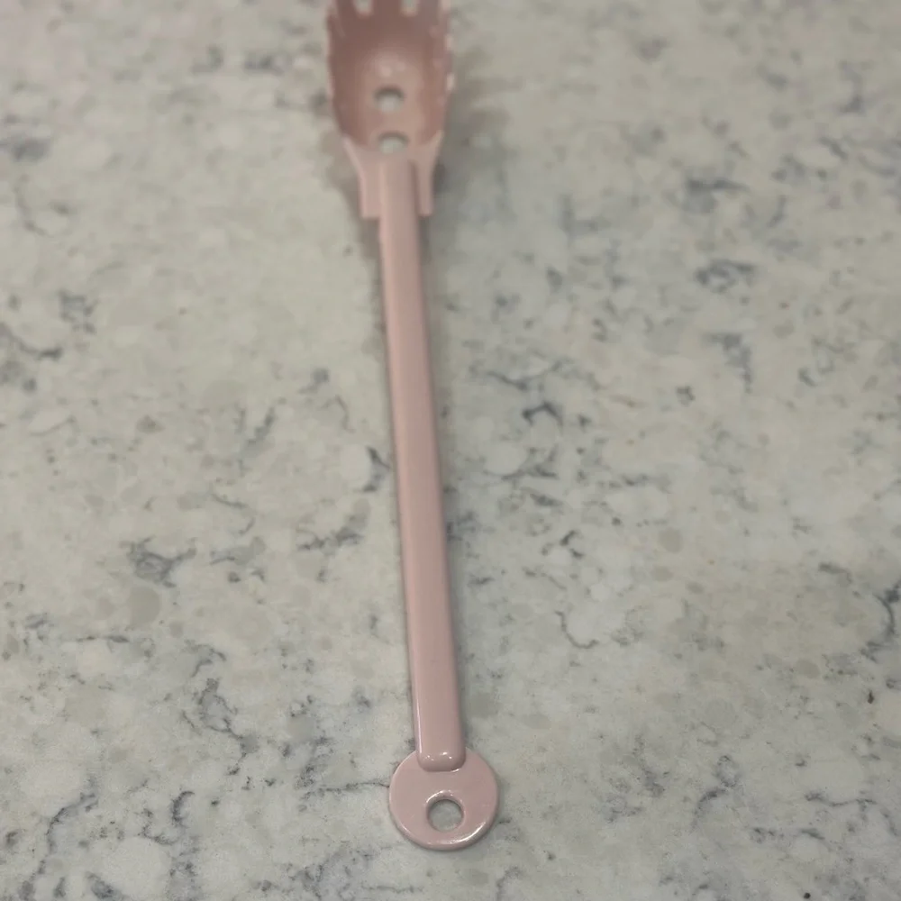 Vintage Pink Pasta Server Fork Kitchen Utensil